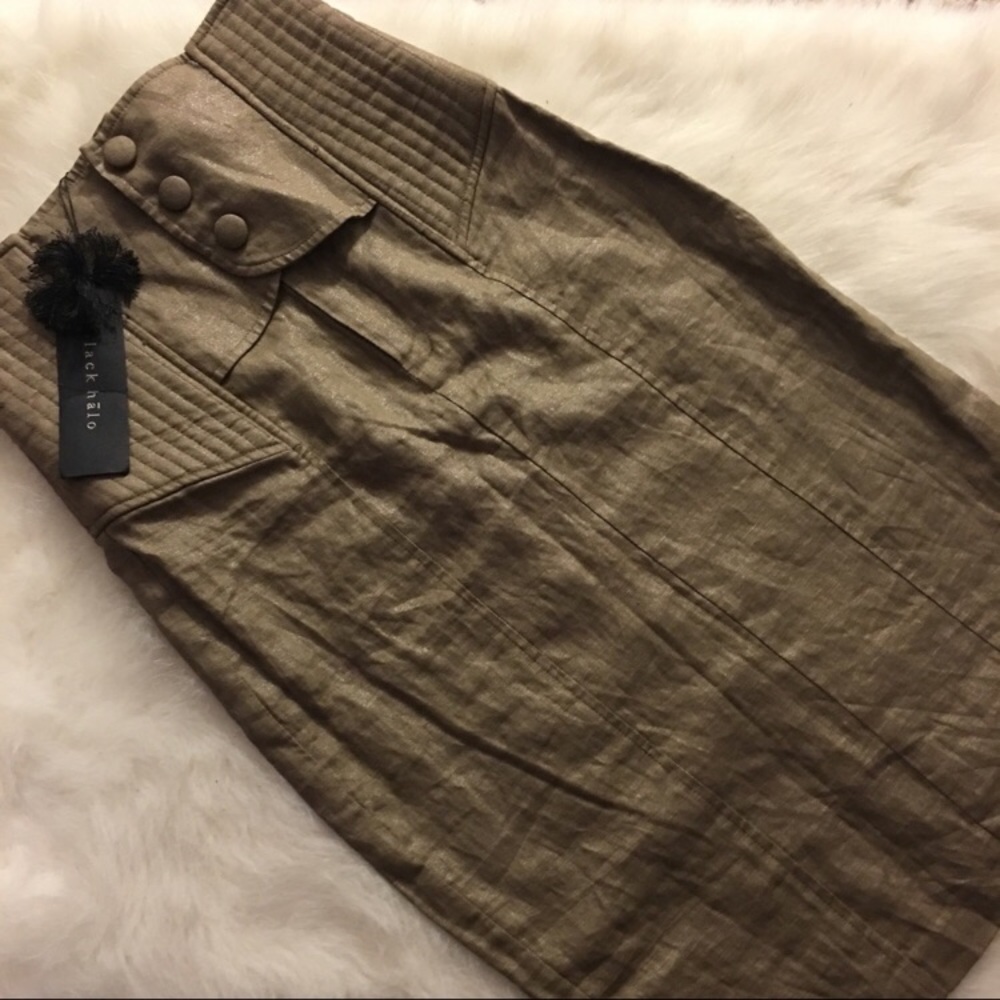 Black Halo Neutral Skinny High Waist Skirt